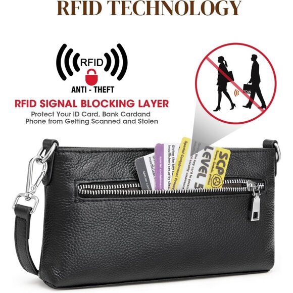 S-ZONE Leather Crossbody Bags for Women RFID Small Purse - Picture 5 of 8